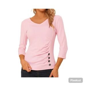 NWOT Allegra K Pink Top with Side Buttons Size Large